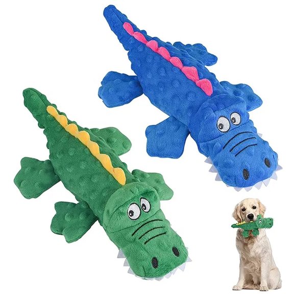 Crocodile Shape Soft Stuffed Plush Dog Chewing Toy - Picture 4 of 13
